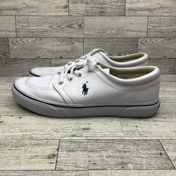 Pre-Owned Polo Ralph Lauren Low Top Shoes Leather Upper White Lace Up Size 8.5 - Picture 3 of 7